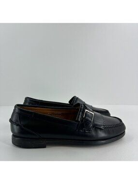 French Shriner Montgomery Kiltie Buckle Loafers Mens 8.5 M Leather Dress Black
